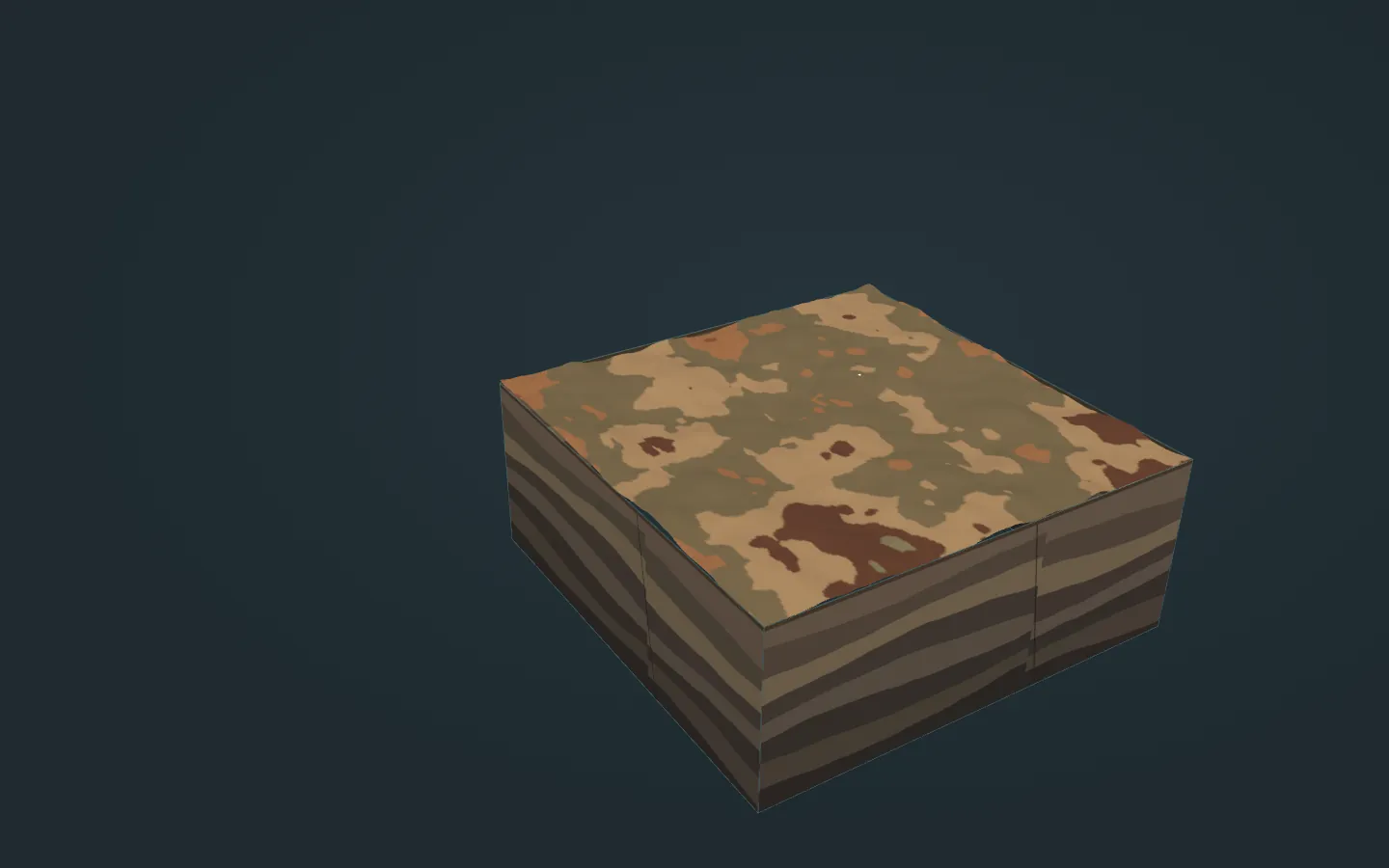 Illustration of a subsurface block with data layers and gold-bearing veins below the surface
